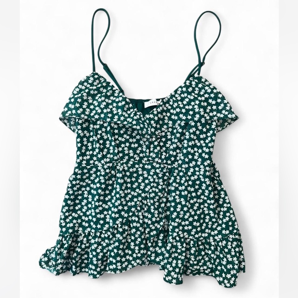 Lush Green Sleeveless Ruffled Camisole